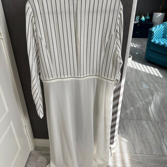 Patrizia Luca Milano Striped Zip-Front Maxi Dress – Sheer Skirt Overlay - Picture 3 of 6